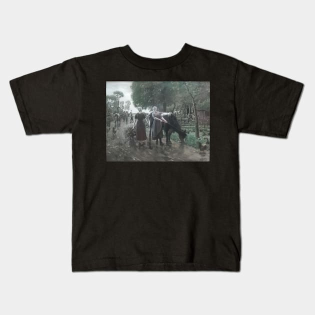 road in dutch village 1885 - Max Liebermann Kids T-Shirt by Kollagio